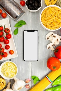 Food frame with smartphone mock up