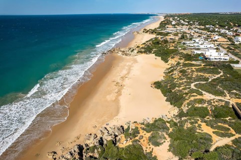 View over the beach coves Calas de Roche