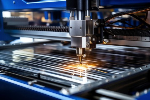 A laser cuts shapes into a material