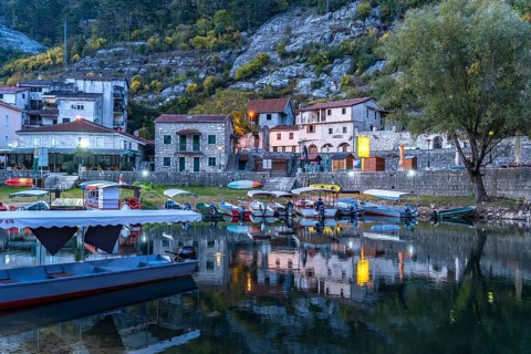 Excursion boats on the river Crnojevic in Rijeka Crnojevica
