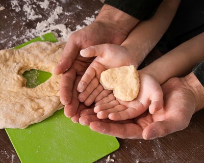 Top view dough heart shape