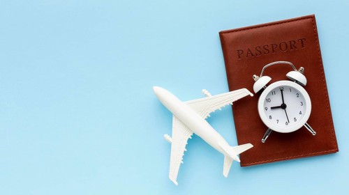 Top view airplane toy passport