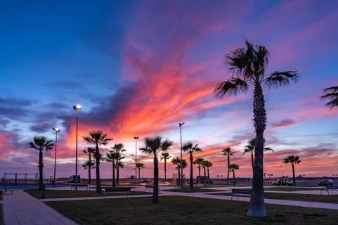 Sunset on the waterfront