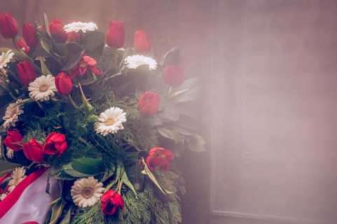 Memorial wreath at the war memorial
