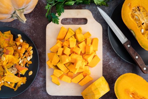 Top view decoration pumpkin cutting board