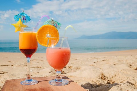 Tropical cocktail served beach