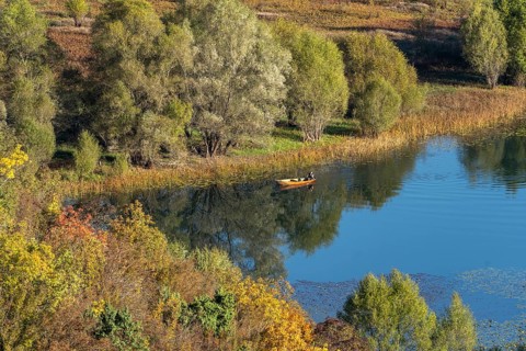 Boat on the river Crnojevic near Rijeka Crnojevica