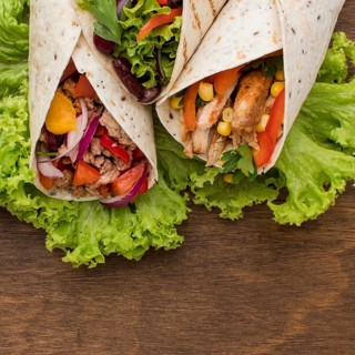 Delicious tortilla wraps with meat
