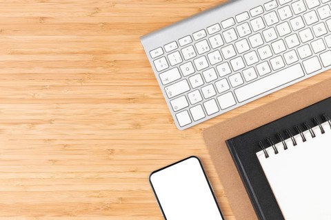 Top view desk arrangement with copy space 3