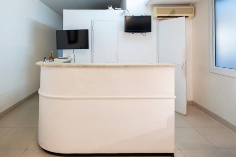 View of empty reception area of medical center