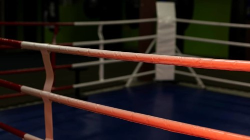 Front view empty boxing ring
