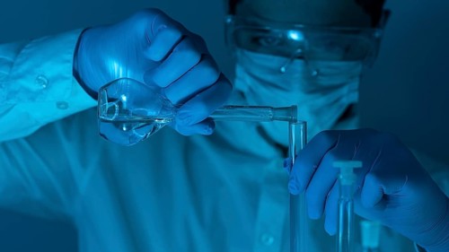 Close up researcher working lab