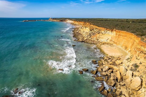 View over the cliffs with beach bays Calas de Conil