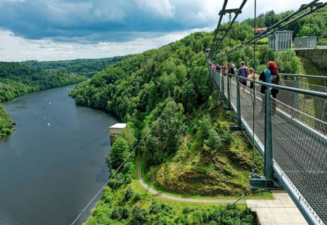 483-metre-long Titan RT suspension rope bridge over the Rappbode dam