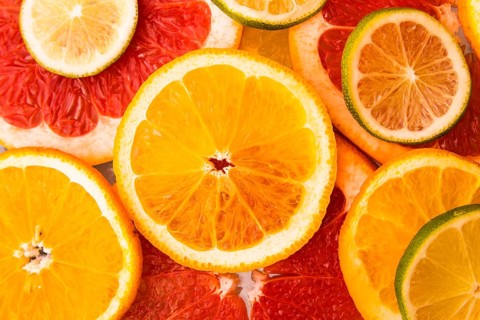 Top view salad fresh citrus fruits