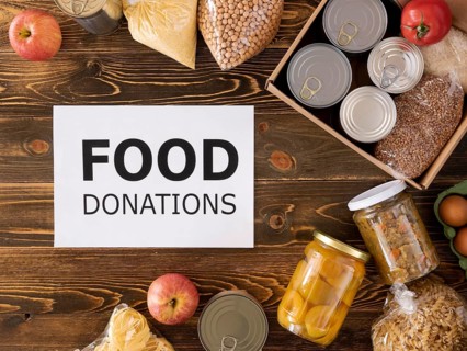 Top view food donation box