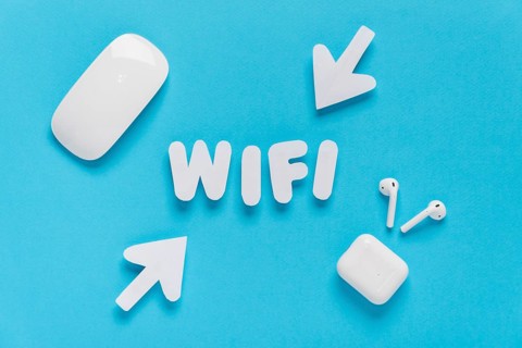 Wifi spelled out with arrows