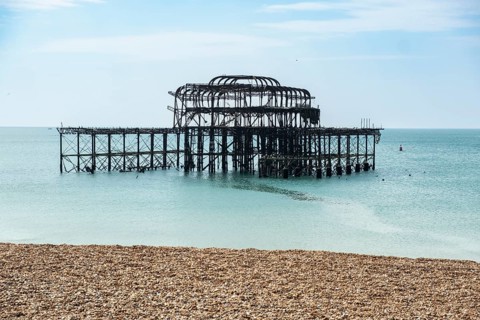 Ruin of the burnt West Pier in Brighton