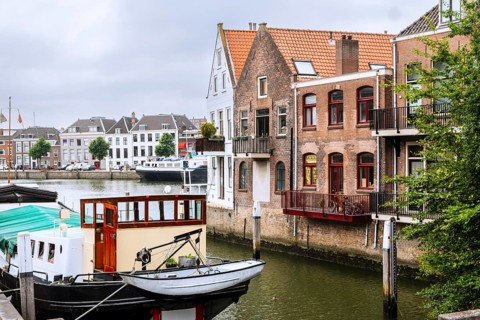 Boat at a jetty in Dordrecht