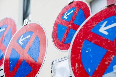 Three no stopping signs