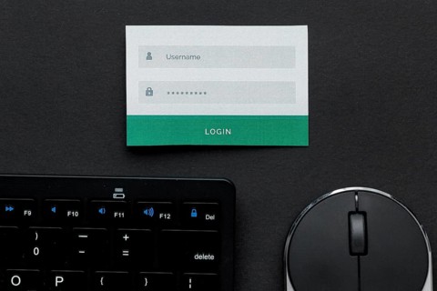 Top view username password information with mouse keyboard