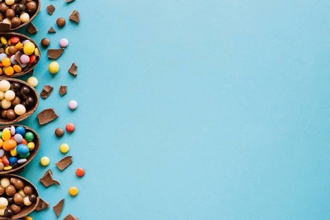 Halves chocolate eggs with sweets