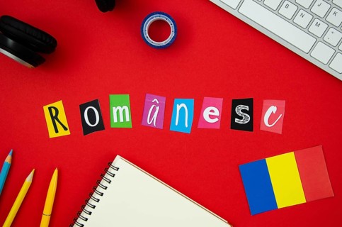 Romanian lettering red background