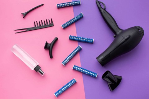 Hair dryer curlers top view