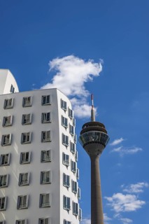 Gehry buildings and Rhine Tower