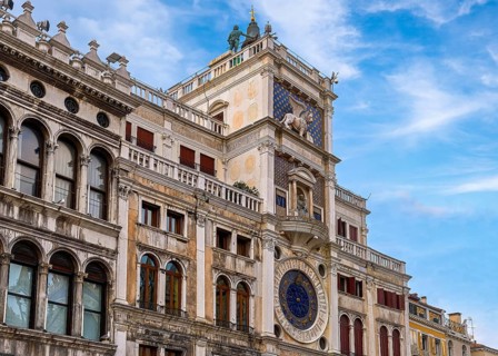 Torre dell'Orologio or Clock Tower on St Mark's or San Marco square in Venice