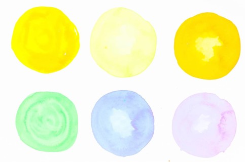Colorful watercolor blots white backdrop