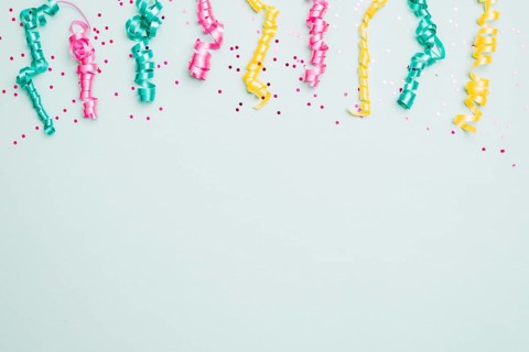 Decoration streamers confetti blue background