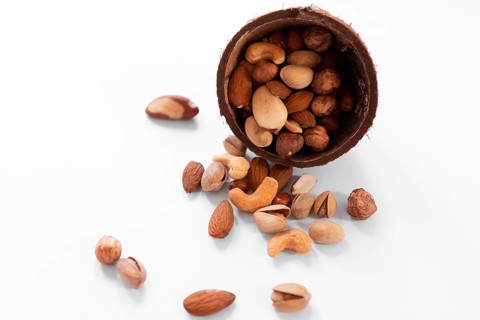 High angle delicious nuts arrangement