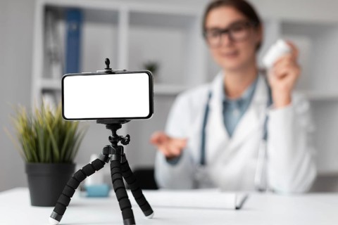 Portrait doctor video conferencing clinic