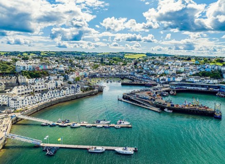 Brixam Harbour and Brixham Marina from a drone
