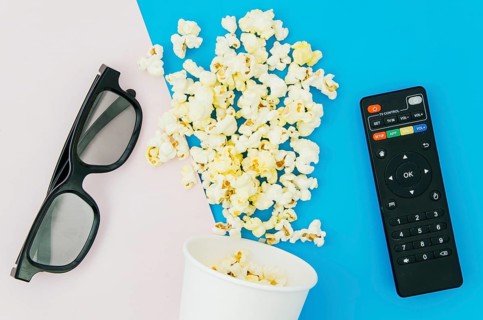 Flat lay composition cinema elements