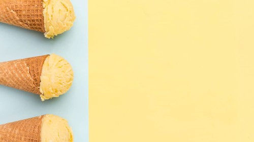 Ice cream cones different color background