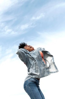 Portrait young female jumping 7