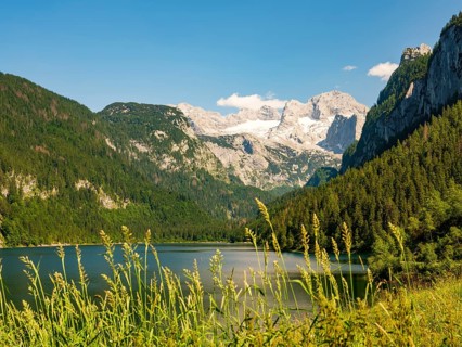 Gosausee in front of the Dachstein massif with Gosau glacier