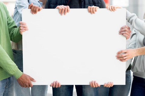 Hands holding copy space black lives matter cardboard