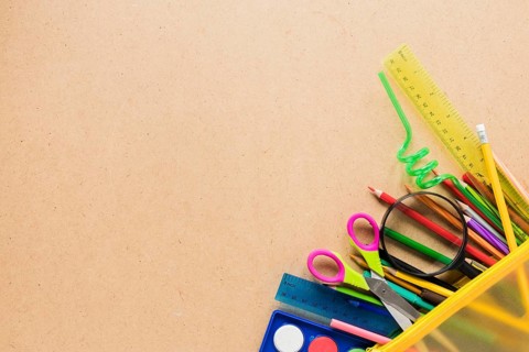 School equipment plain background