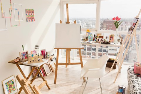 Modern art studio composition