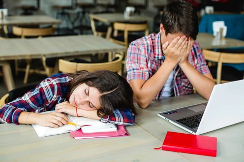 Exhausted students desktop