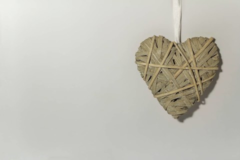 Braided heart on a gray background