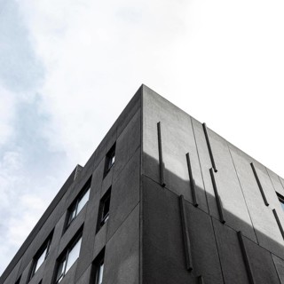 Low angle plain concrete structure city with