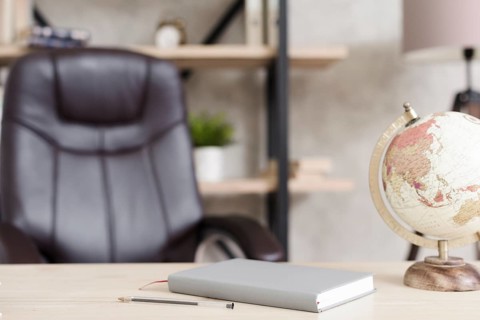 Close up modern minimalist desk
