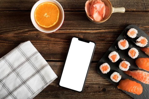 Top view copy paste with sushi