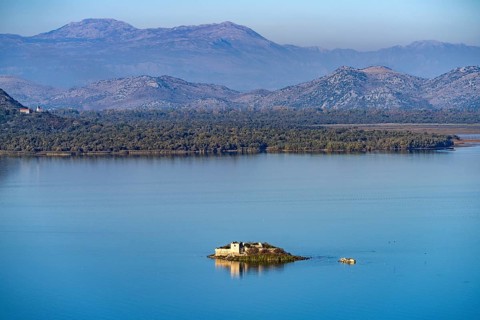 Island with monastery ruins in Lake Scutari