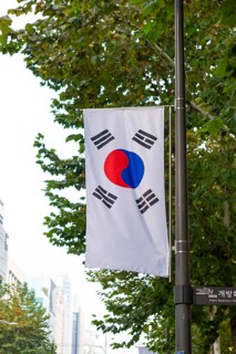 Flag of South Korea on lamppost