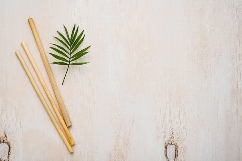 Flat lay eco friendly environment bamboo tube straws